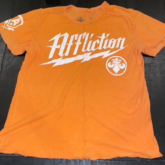 Affliction Buckle Live Fast Orange Short Sleeve Mens T-shirt XL - Picture 1 of 10